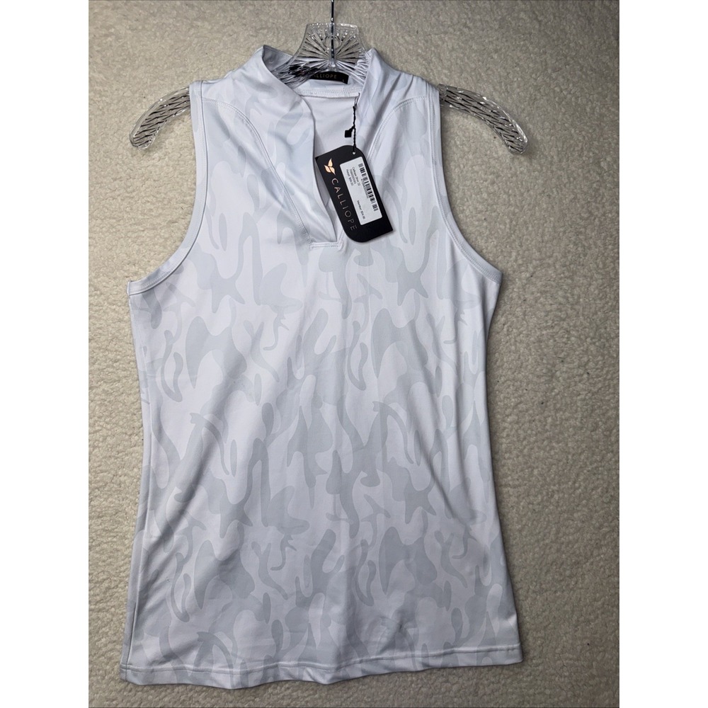 Calliope Racer Back Sleeveless Top Tank Snow Camo Women's Large Golf NWT